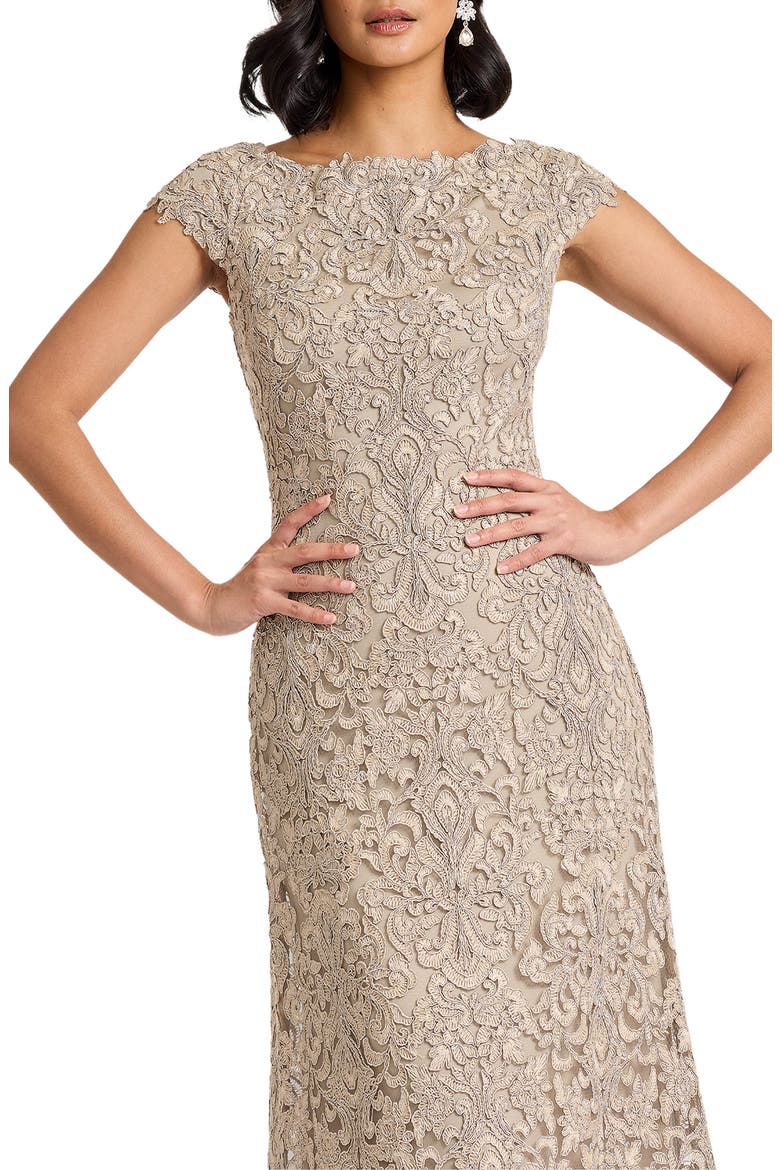 Bateau Neck Lace Gown, Alternate, color, PUMICE