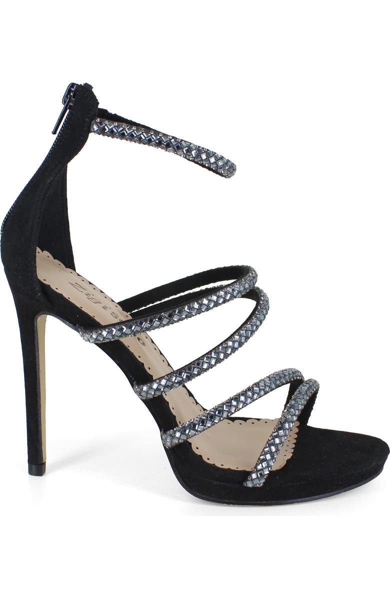 ZIGISOHO Rhinestone Strappy Stiletto Sandal, Alternate, color, Black Suedette