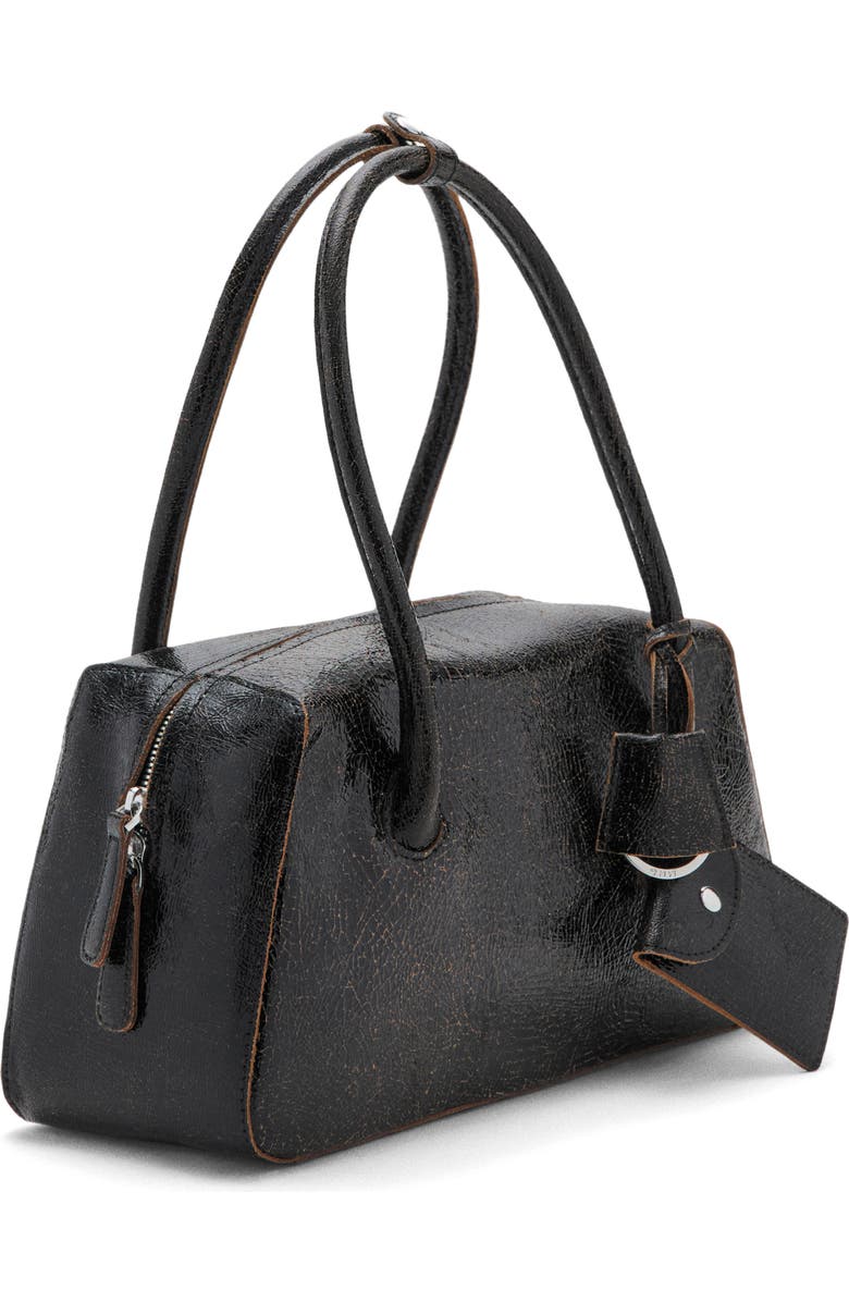MANGO Leather Shoulder Bag, Alternate, color, Black