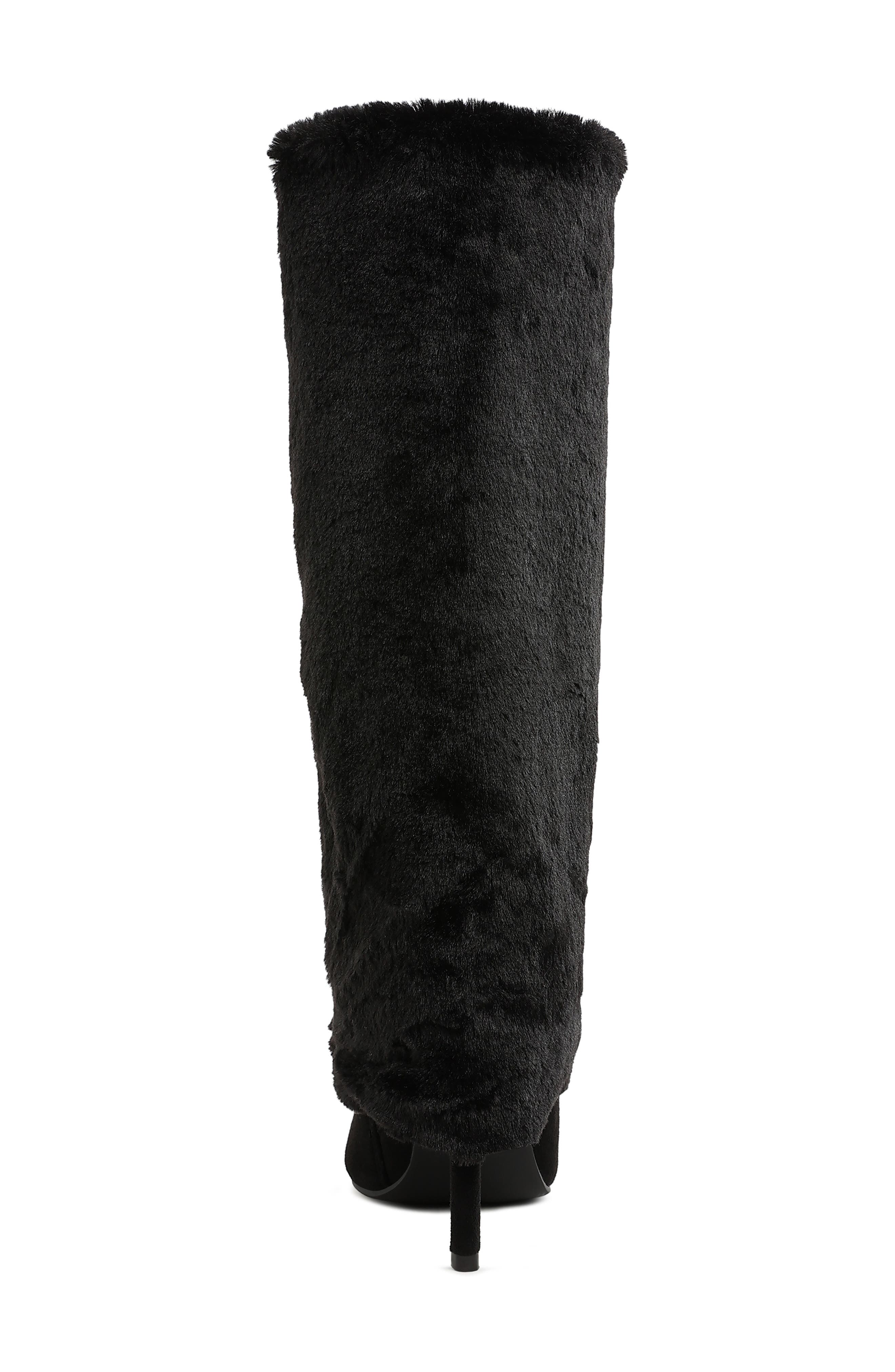 LONDON RAG Everglade Faux Calf Hair Knee High Boot, Alternate, color, Black
