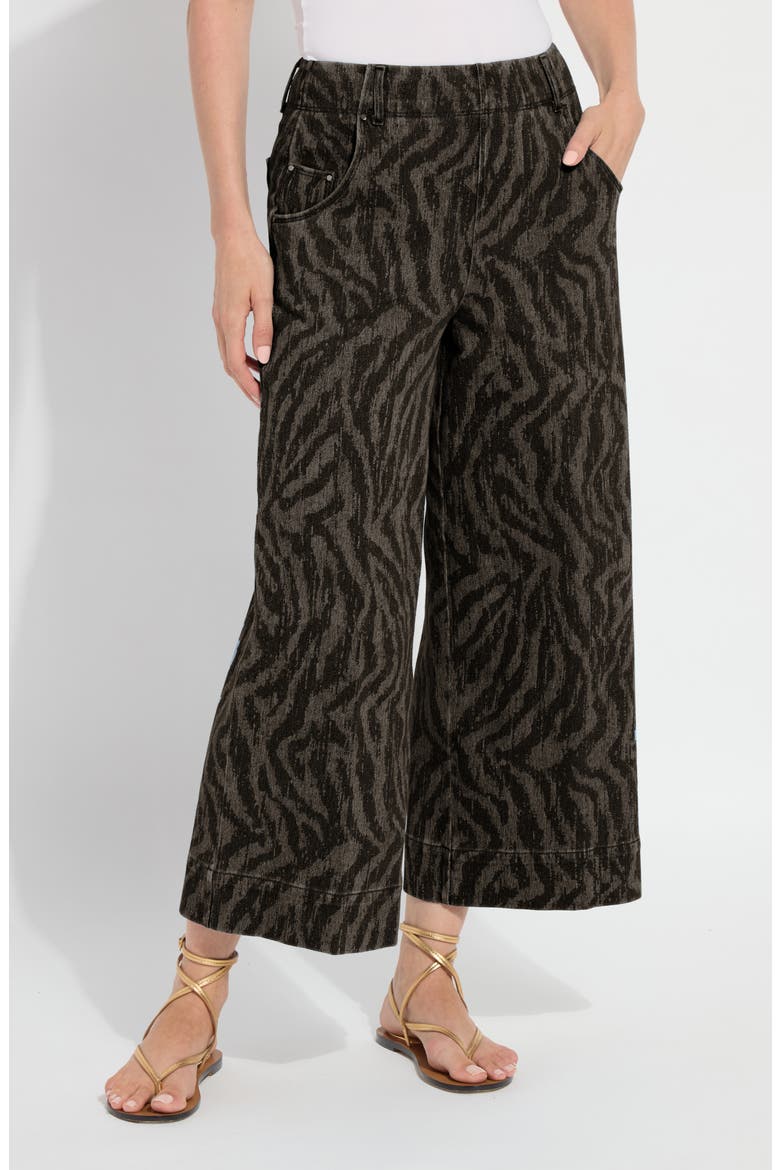 Leo Print High Waist Ankle Wide Leg Denim Pants, Main, color, BLACK/GREY CURRENT RIPPLES