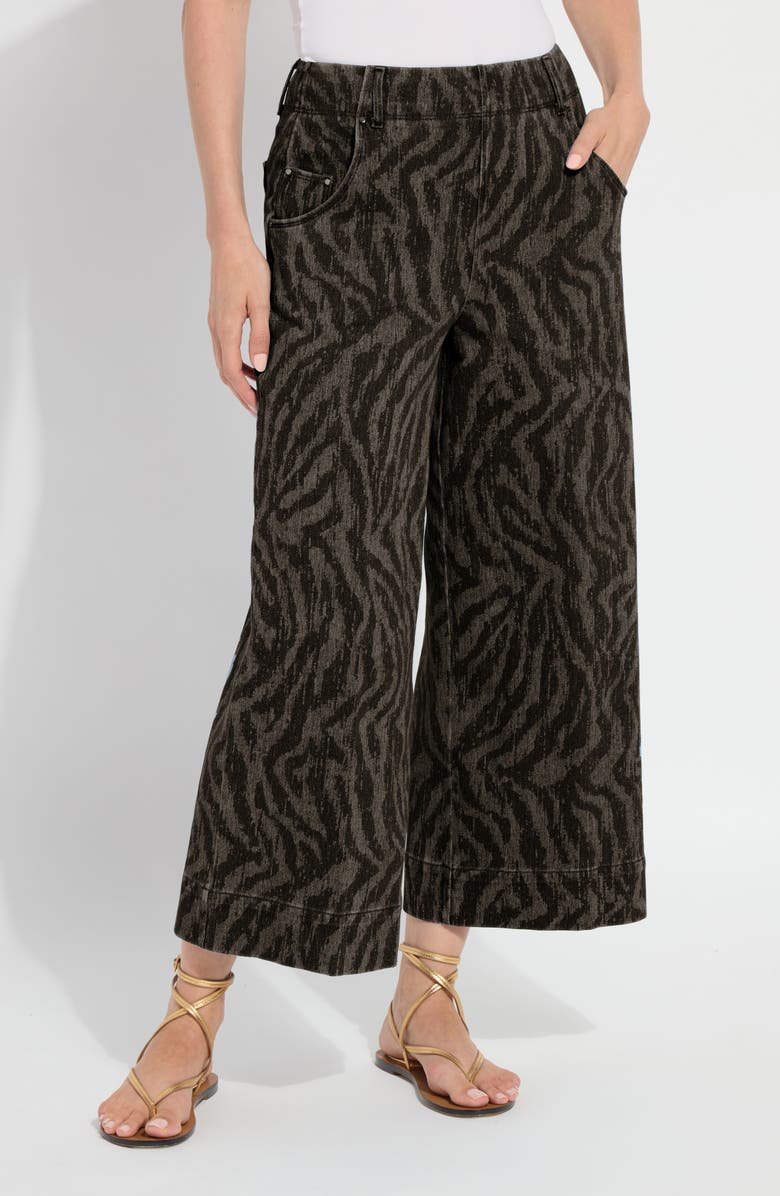 Lysse Leo Print High Waist Ankle Wide Leg Denim Pants, Main, color, Black/Grey Current Ripples