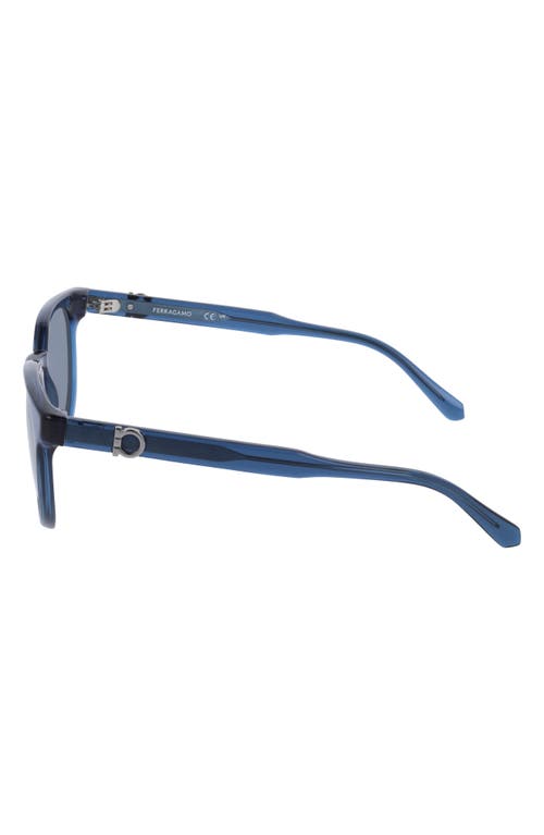 Ferragamo 53mm Round Sunglasses In Transparent Blue