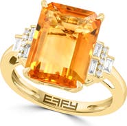 EFFY 14K Yellow Gold Emerald-Cut Citrine Diamond Statement Ring