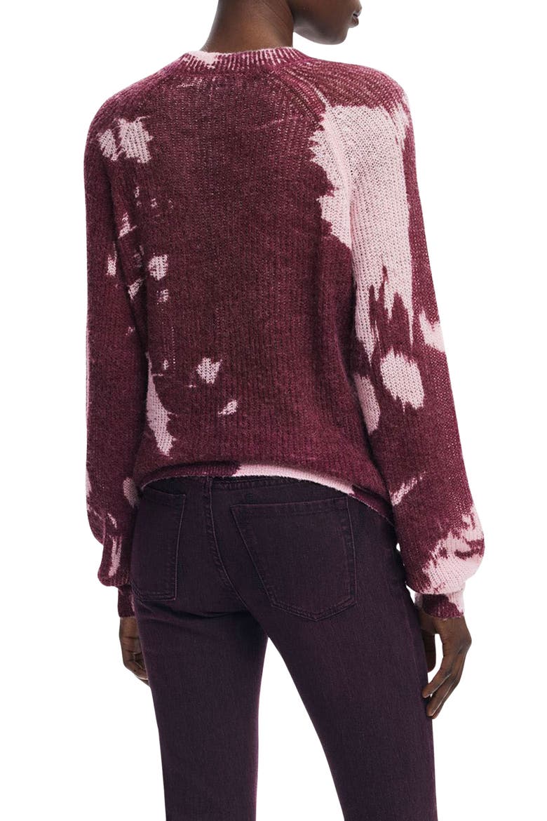 Abstract Print Crewneck Sweater, Alternate, color, DARK PURPLE