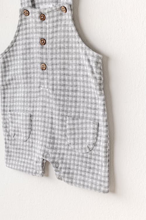 Shop Andy Wawa Little King Gingham Jumpsuit Set In Grey