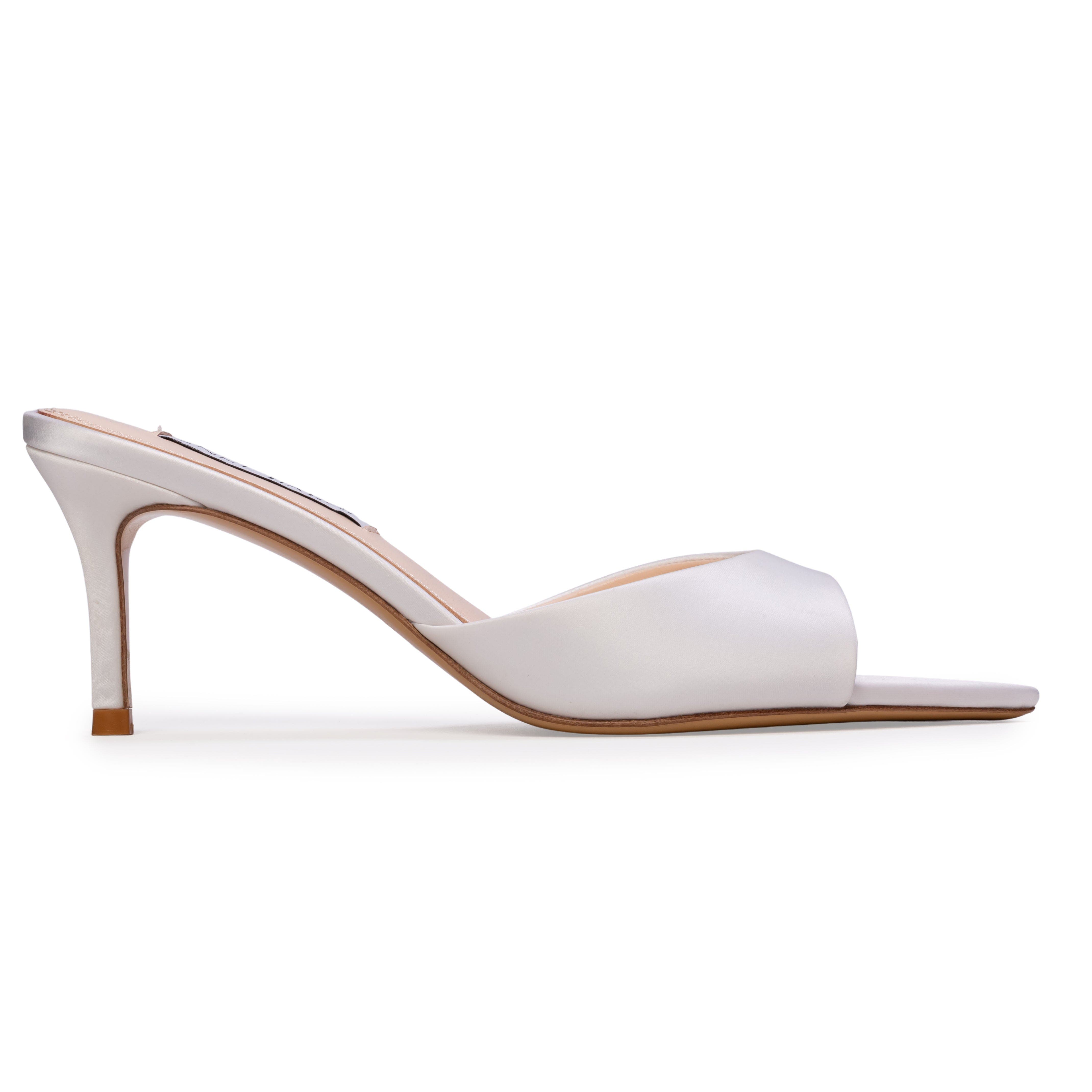 Anne Barge Serenity Satin Mule, Main, color, White Satin