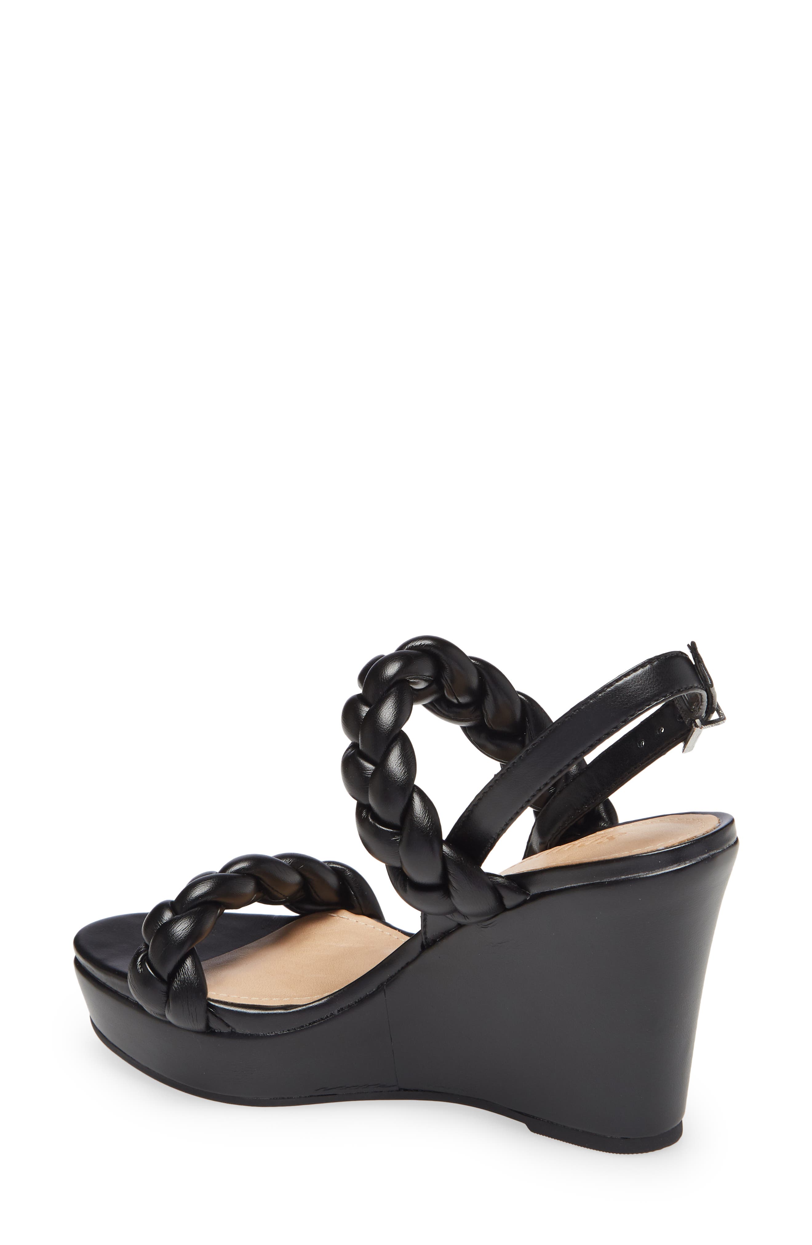 Zaria Wedge Sandal, Alternate, color, BLACK LEATHER