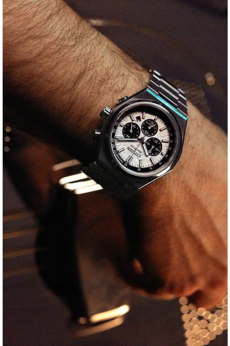 Zenshin Chronograph Super Titanium™ Bracelet Watch, 42.5mm, Alternate, color, SILVER-TONE WHITE