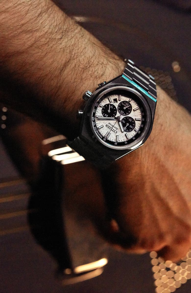 Citizen Zenshin Chronograph Super Titanium<sup>™</sup> Bracelet Watch, 42.5mm, Alternate, color, Silver-Tone White