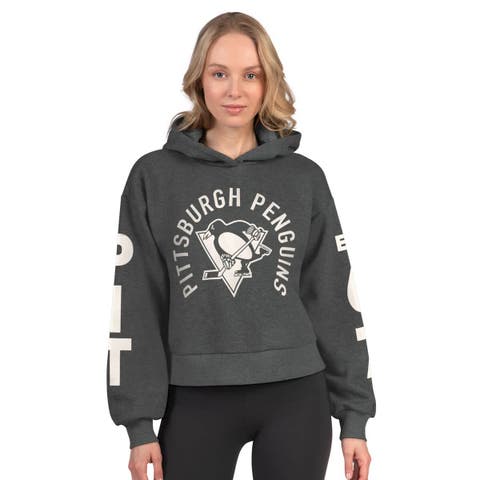 Women's Starter  Heather Charcoal Pittsburgh Penguins Star Player Cropped Fleece Hoodie