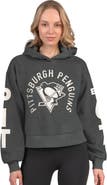 STARTER Women's Starter Heather Charcoal Pittsburgh Penguins Star Player Cropped Fleece Hoodie