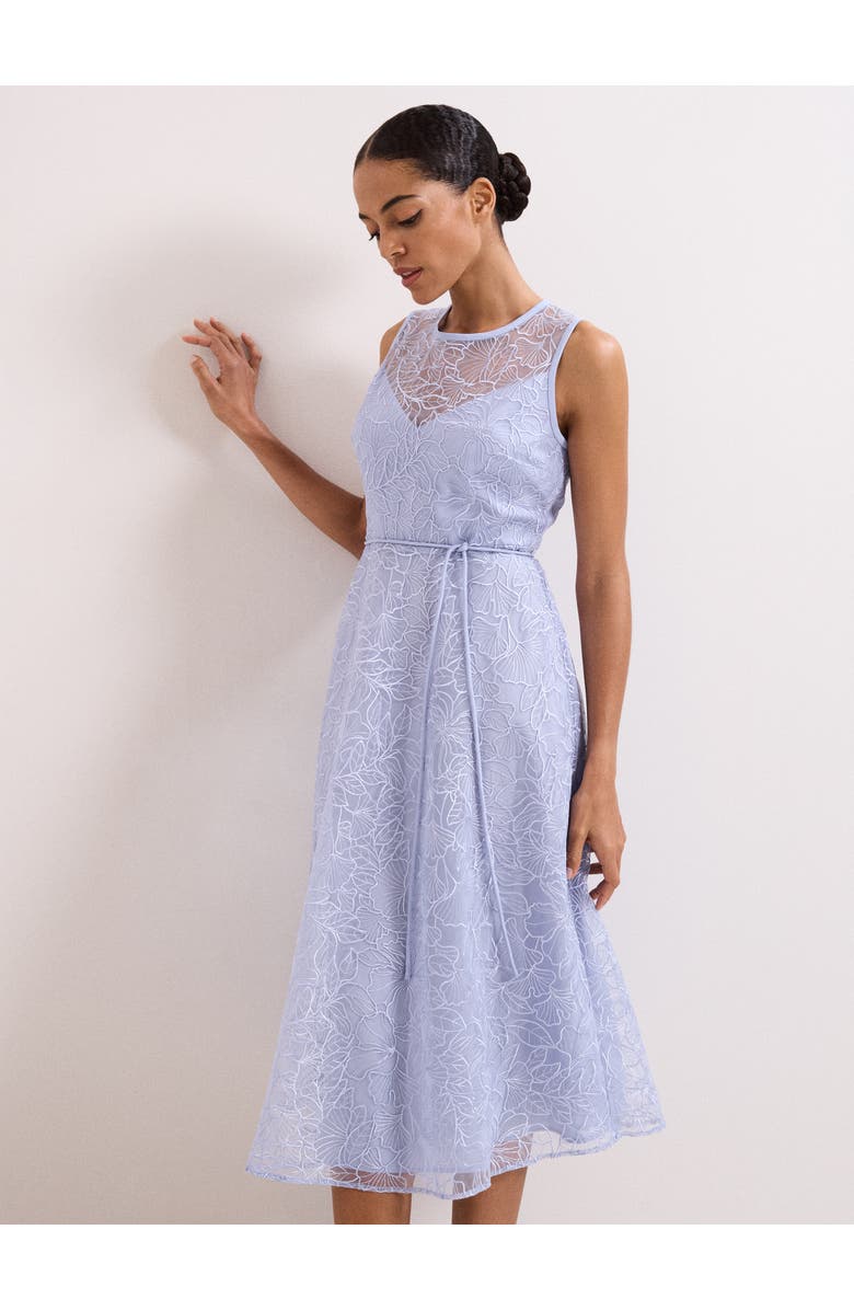 Phase Eight Sakura Floral Embroidered Lace Dress, Alternate, color, Pale Blue