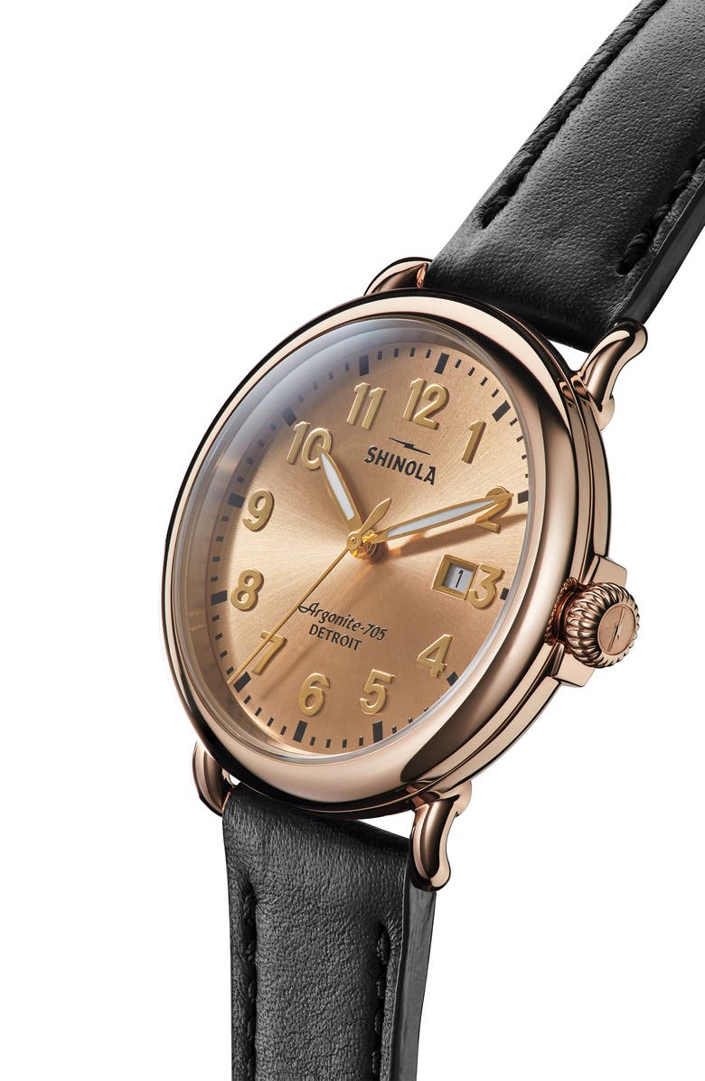 Shinola 'Runwell' Leather Strap Watch, 41mm, Alternate, color, 