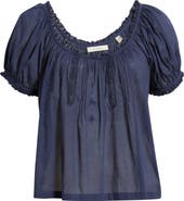 DÔEN Frederica Floral Embroidered Organic Cotton Voile Top