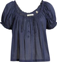 DÔEN Frederica Floral Embroidered Organic Cotton Voile Top