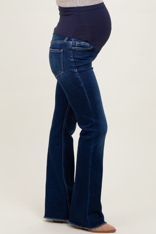 Pinkblush Raw Hem Bootcut Maternity Jeans In Blue
