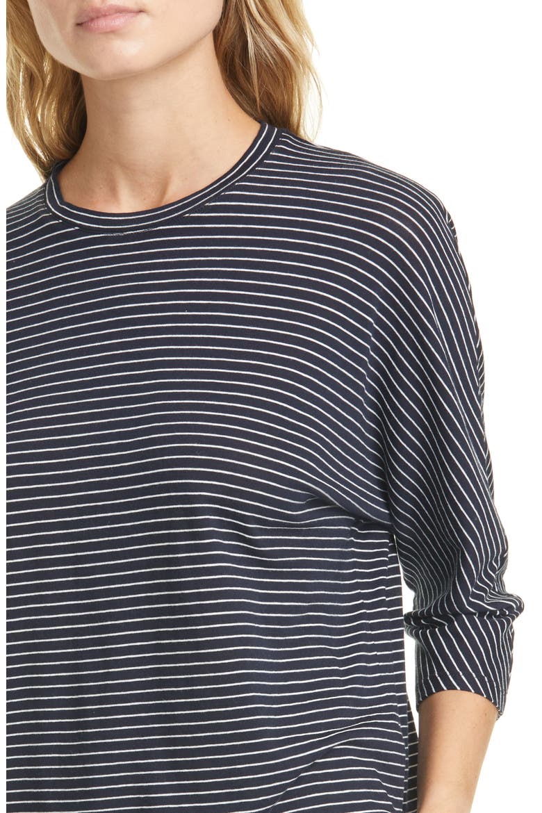 Pencil Stripe Dolman Sleeve Cotton Top, Alternate, color, COASTAL/ OPTIC WHITE