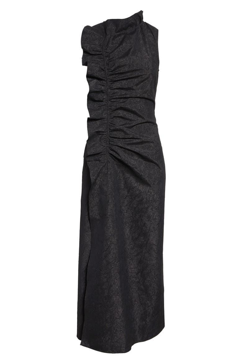 Demetria Ruffle Detail Taffeta Cocktail Dress, Alternate, color, OBSIDIAN
