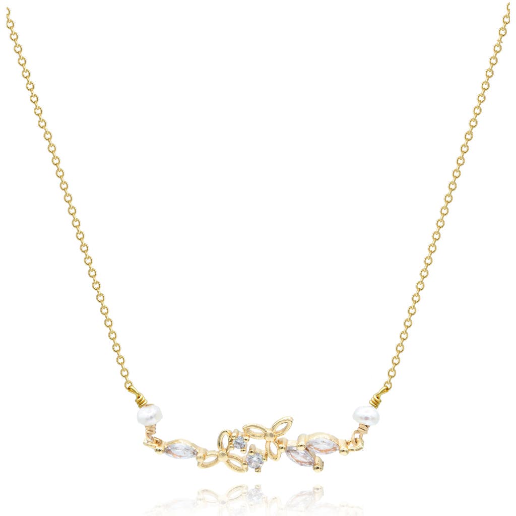 La Meno Harper Freshwater Pearl Pendant Necklace In Gold