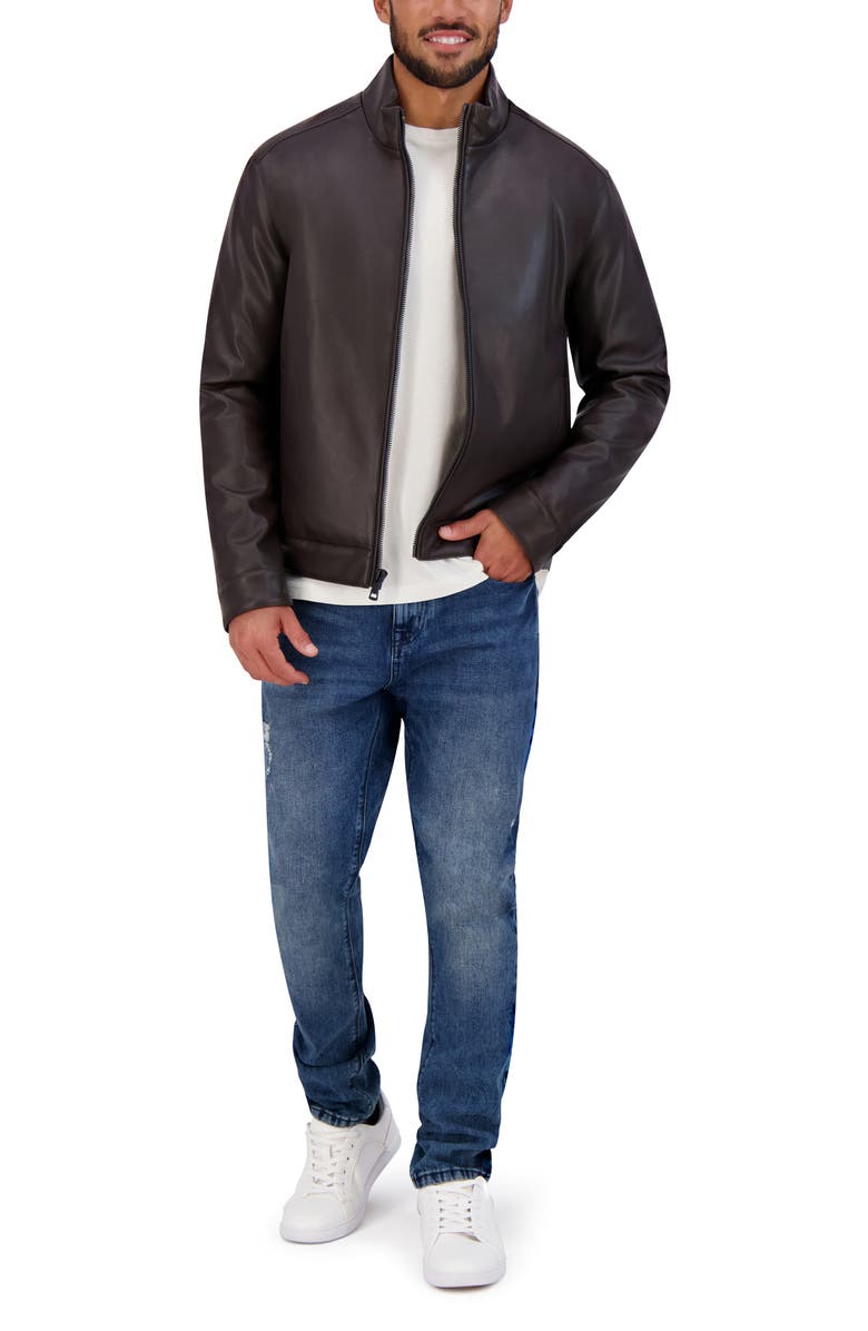 Cole Haan Signature Cole Haan Faux Leather Jacket, Alternate, color, Dark Brown