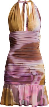 Feners Solita Mesh Halter Minidress