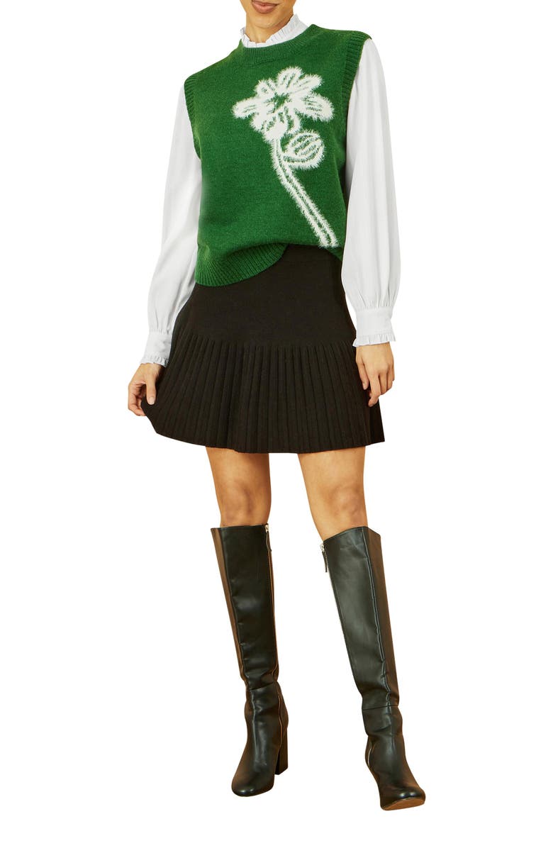 Yumi Knitted Floral Sleeveless Sweater Vest, Alternate, color, 