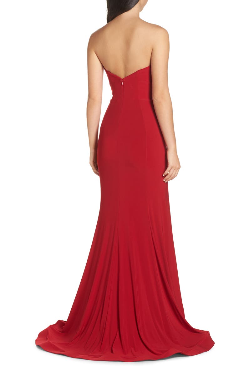 Mac Duggal Bustier Trumpet Gown, Alternate, color, RED