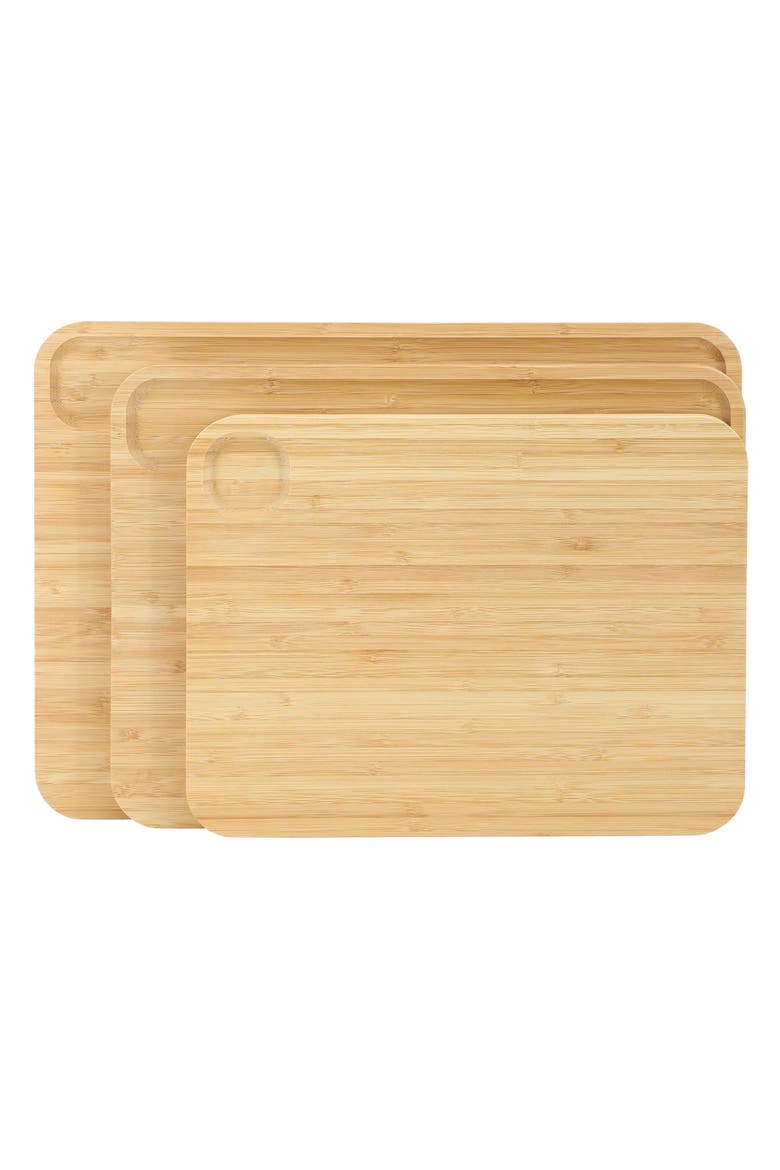 3 Piece Wood Cutting, Prep and Serving Boards, Alternate, color, Brown