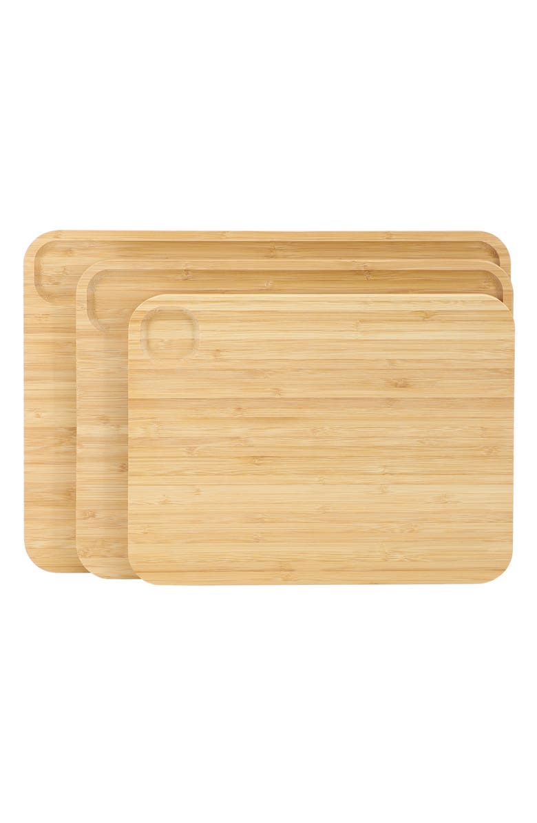 Megachef 3 Piece Wood Cutting, Prep and Serving Boards, Alternate, color, Brown