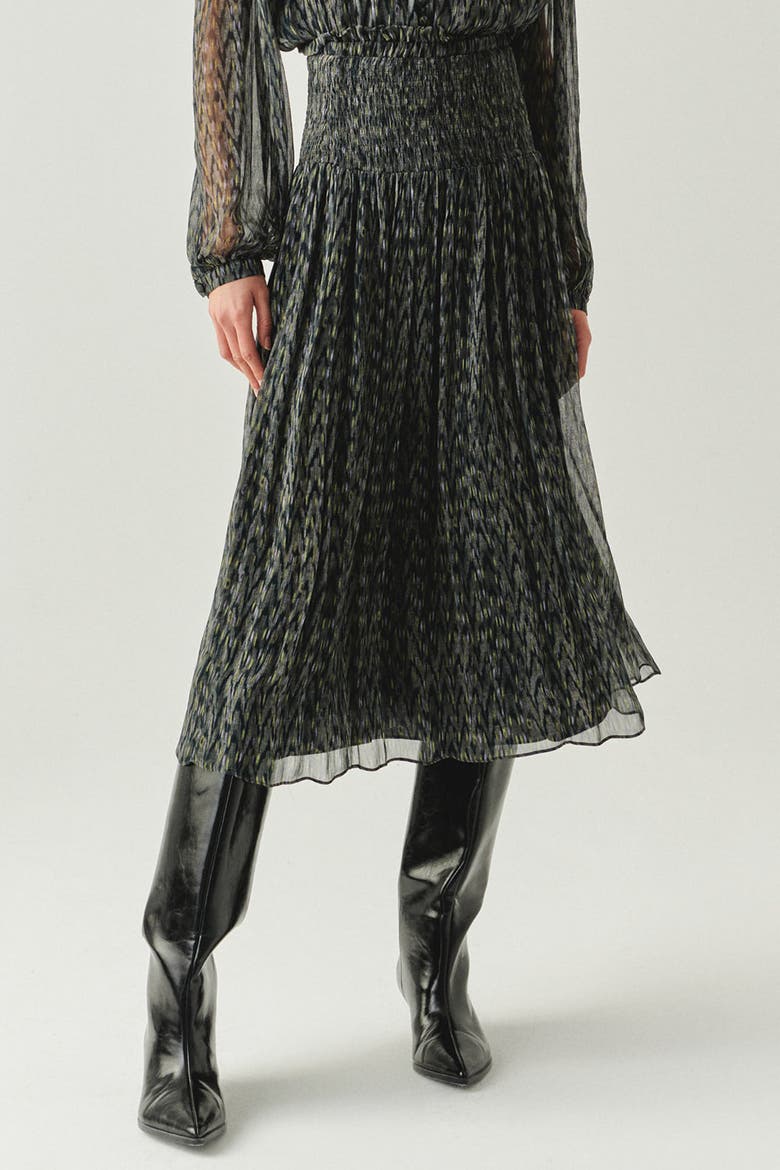 Vada Pleated Midi Skirt, Alternate, color, Black