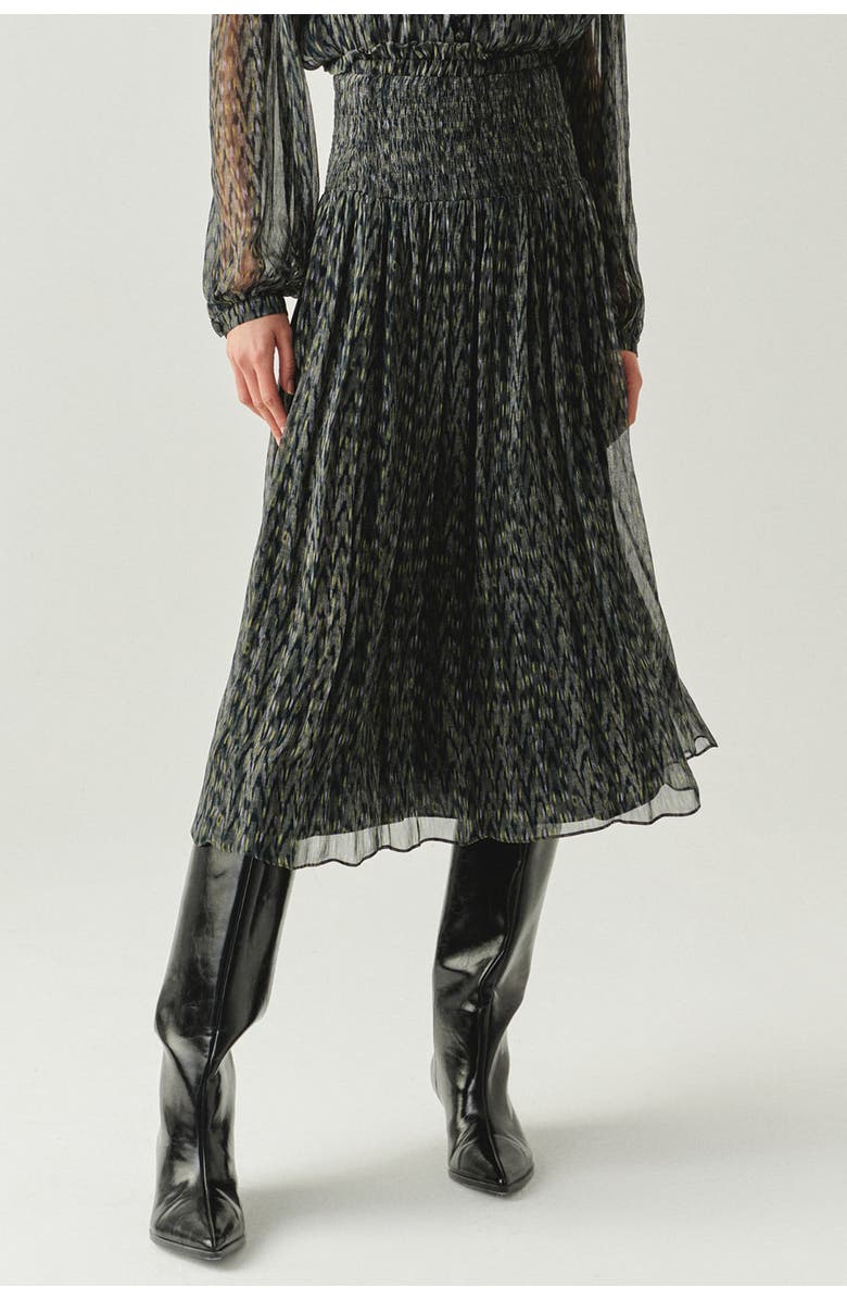 Exquise Vada Pleated Midi Skirt, Alternate, color, Black