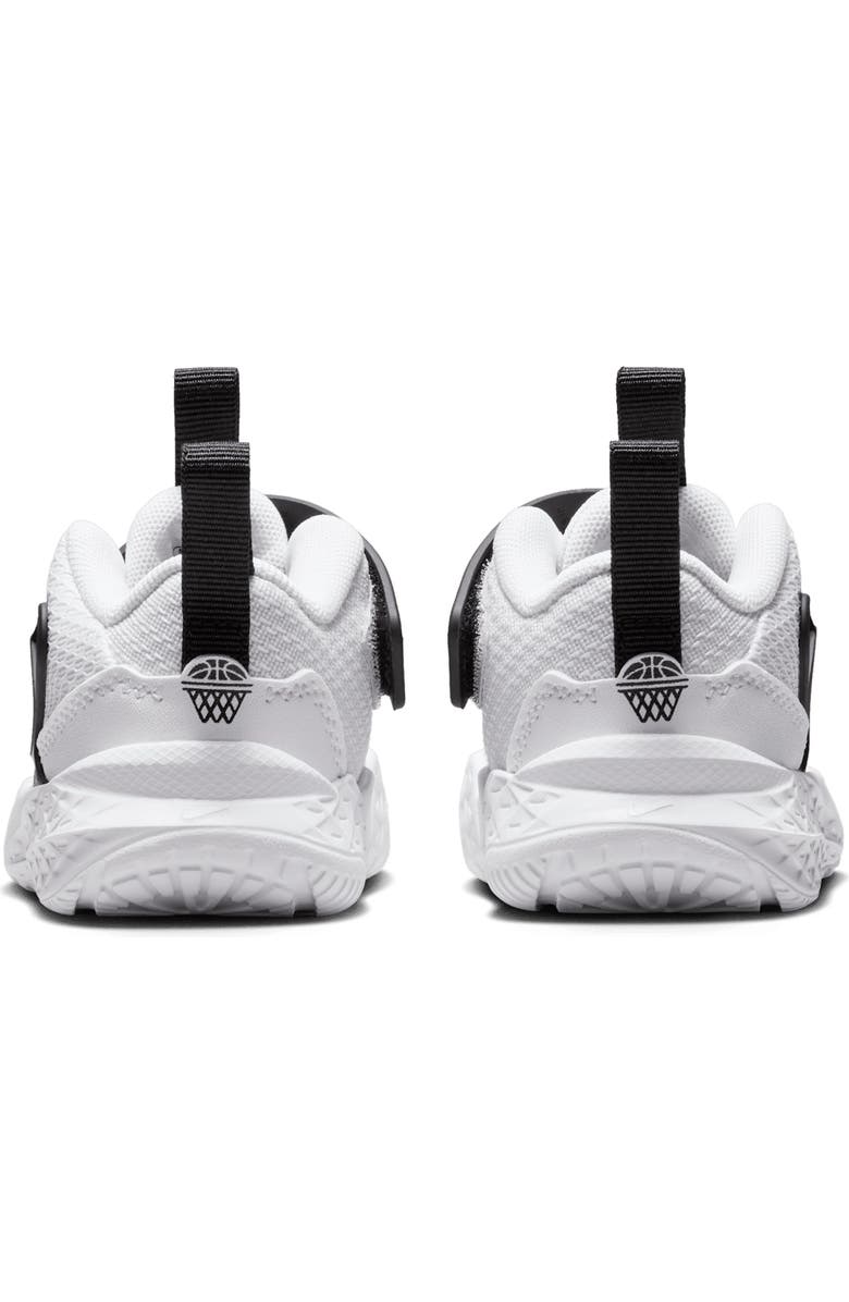 Nike Kids' Team Hustle D 12 Basketball Sneaker, Alternate, color, 101 White/Black/White