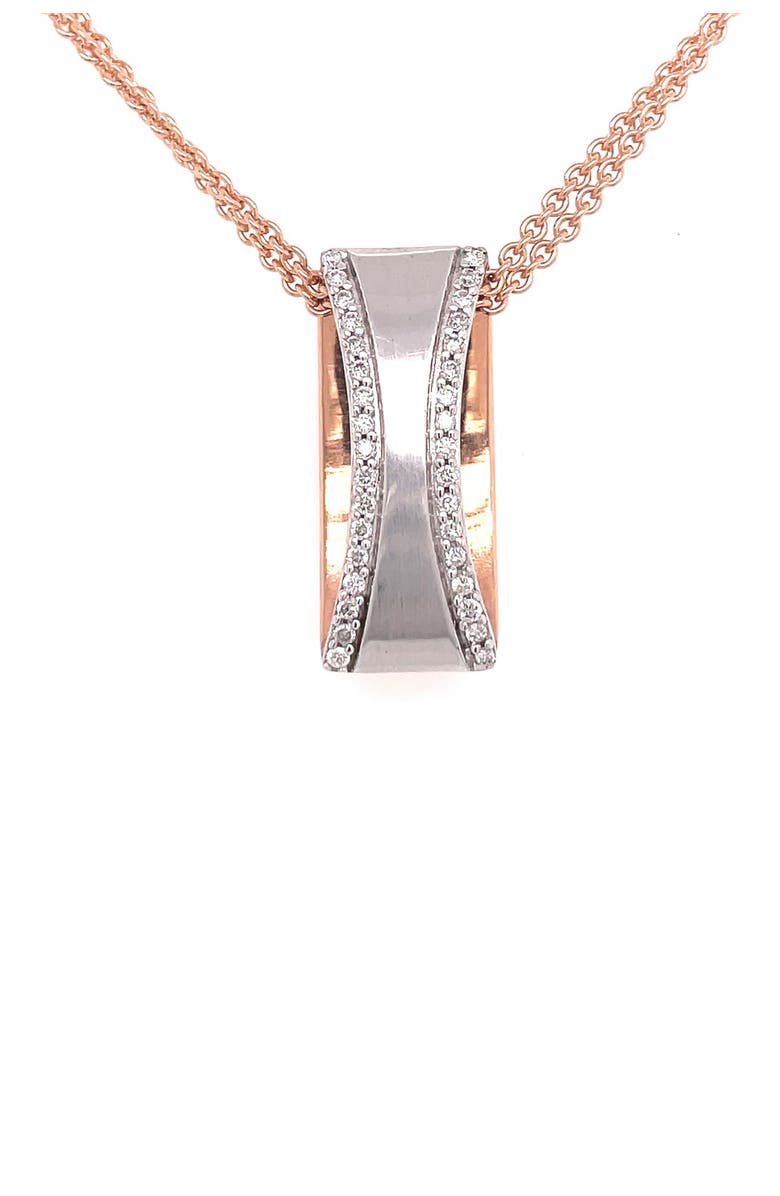 Breuning 14K White Gold & 14K Rose Gold Pave Diamond Ring Pendant Necklace - 0.26 ctw, Main, color, 