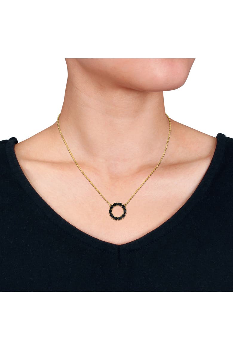 Black Onyx Circle Necklace Yellow Plated Sterling Silver, Alternate, color, Onyx