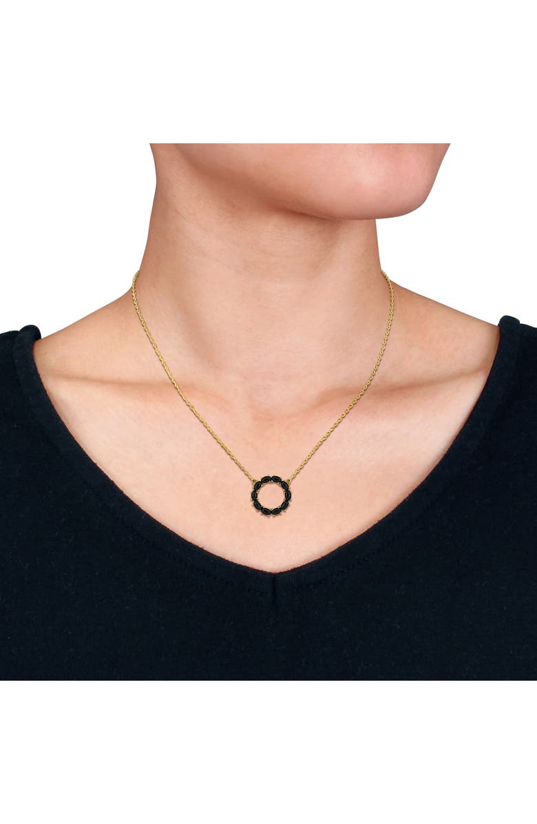 Julianna B. Black Onyx Circle Necklace Yellow Plated Sterling Silver, Alternate, color, Onyx