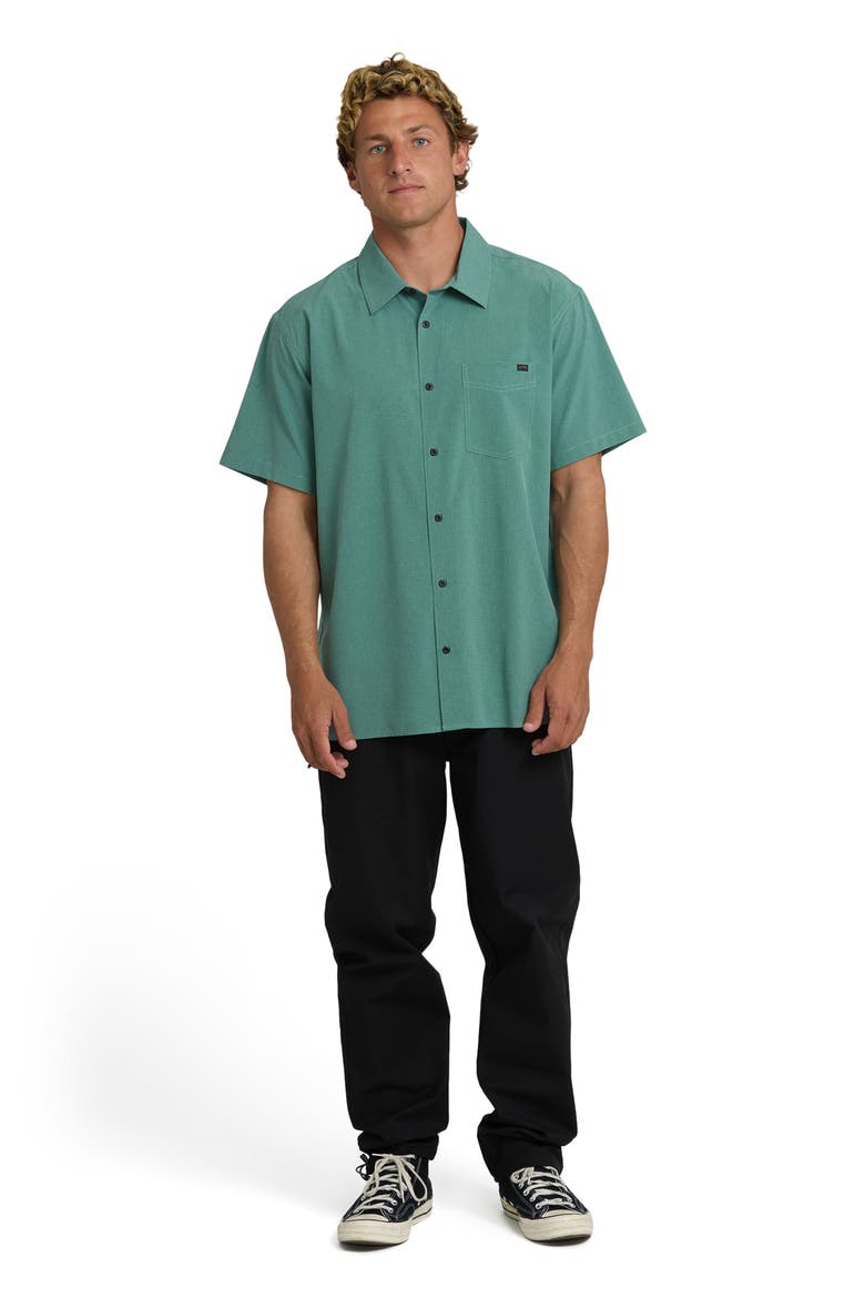 Surftrek Print Short Sleeve Button-Up Shirt, Alternate, color, SEA GREEN