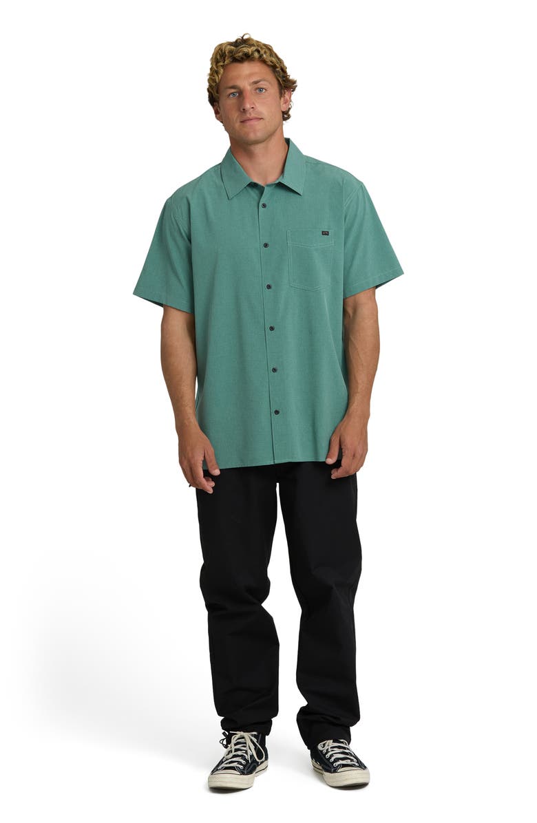 Billabong Surftrek Print Short Sleeve Button-Up Shirt, Alternate, color, Sea Green