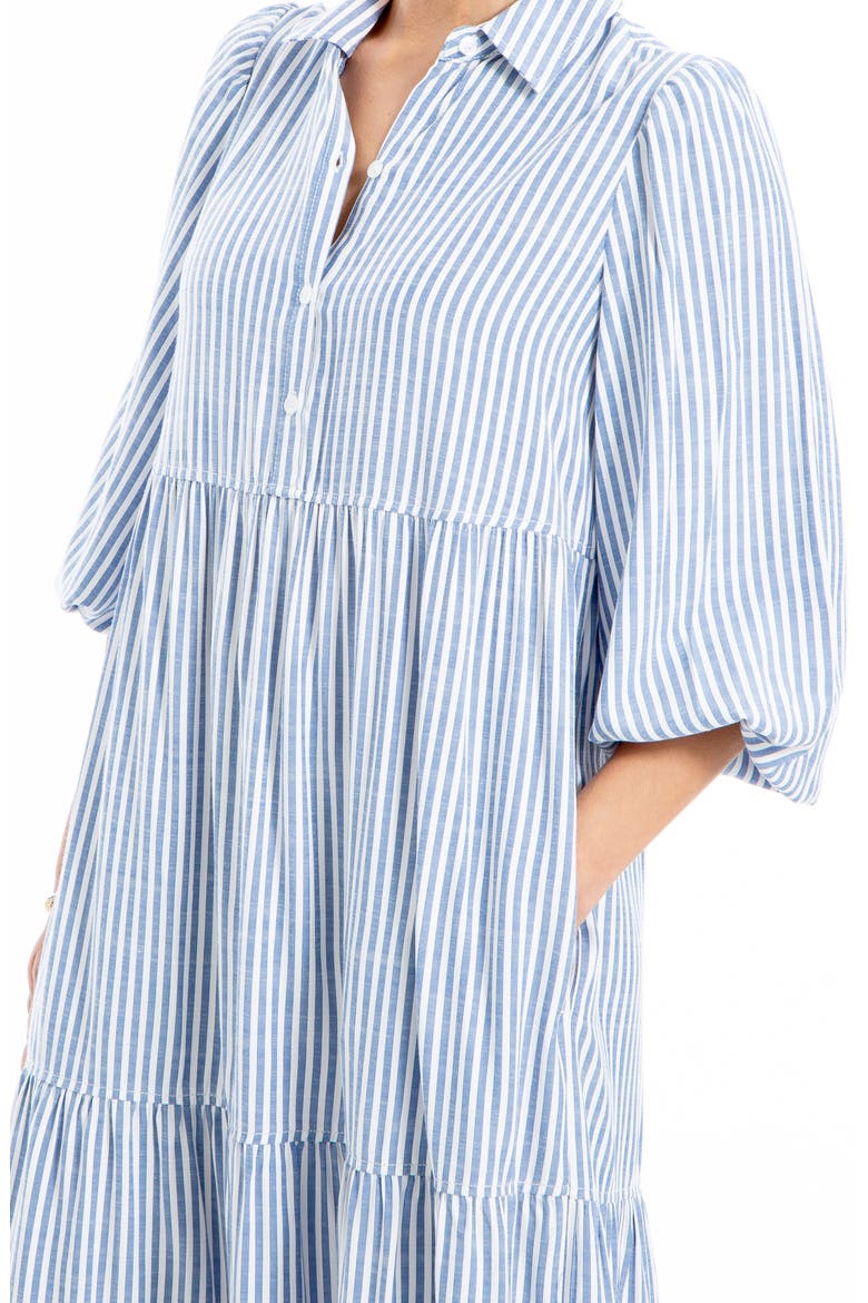 Stripe Tiered Maxi Shirtdress, Alternate, color, DENIM/ STRIPE