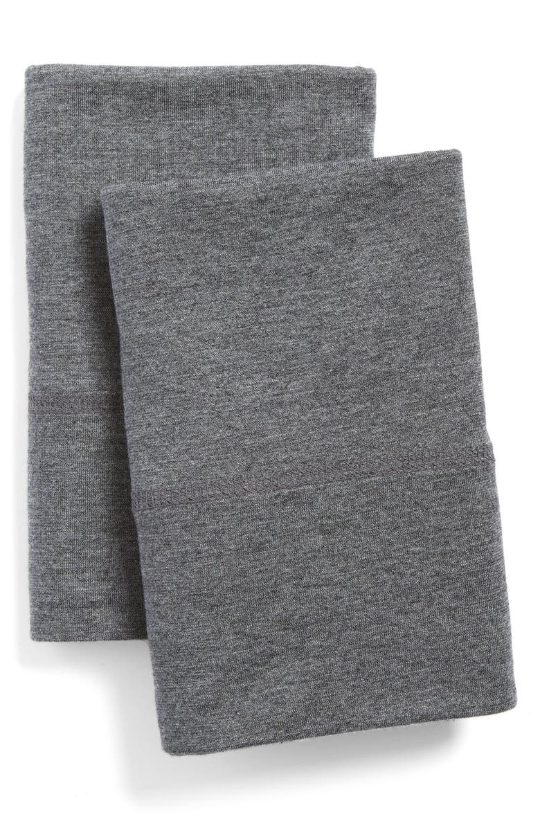 Calvin Klein Home Modern Cotton Collection Cotton & Modal Pillowcases, Main, color, Charcoal