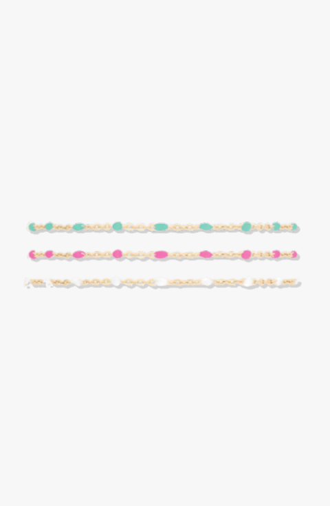 Colorful Daisy 14k Gold Filled Chain Bracelet Three Stack