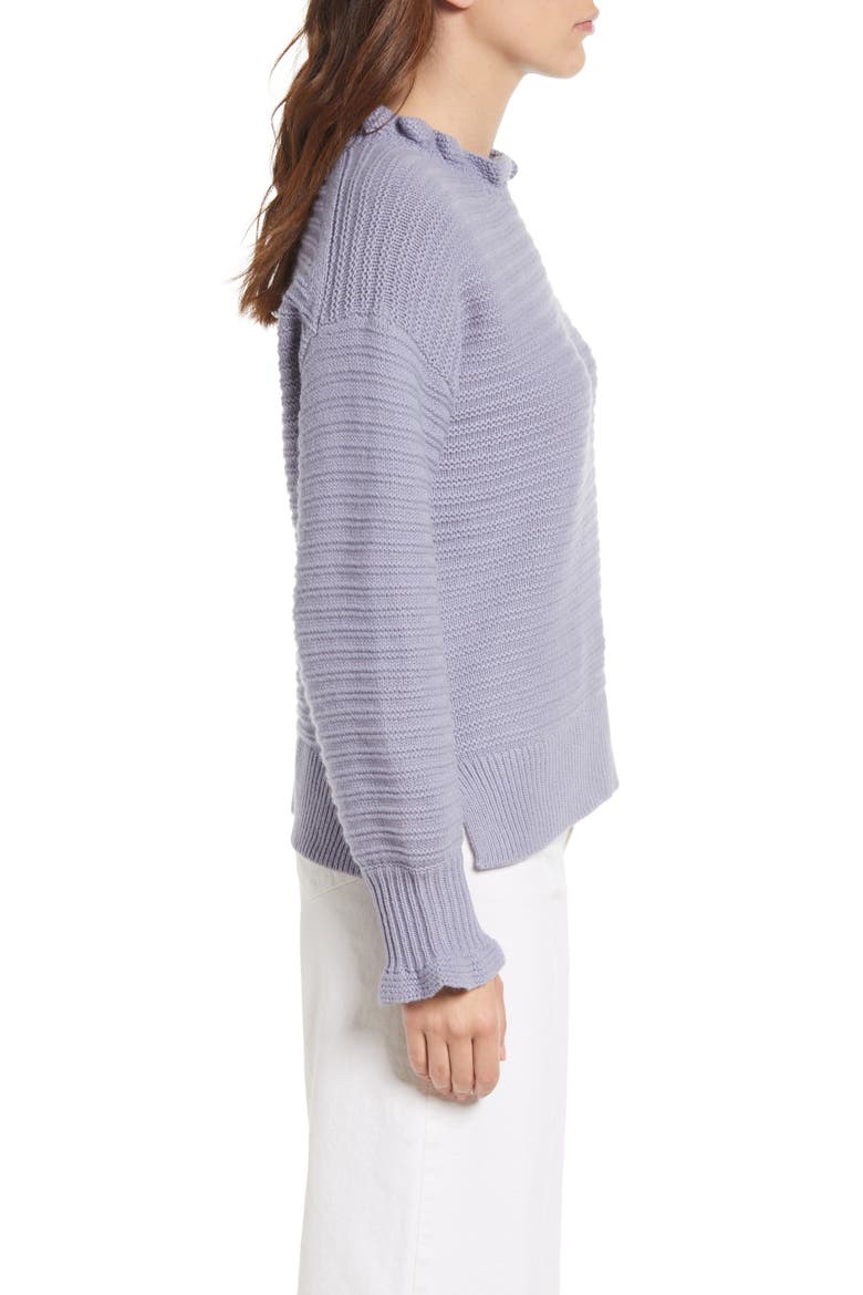 Ruffle Neck Sweater, Alternate, color, DUSK PERI