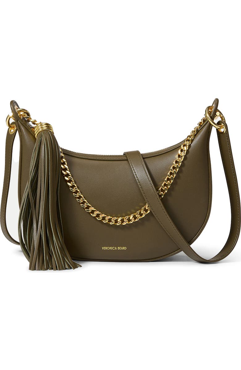 Veronica Beard Small Fortune Leather Shoulder Bag, Main, color, Cypress