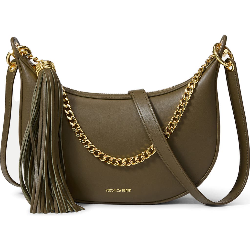 Veronica Beard Small Fortune Leather Shoulder Bag In Green
