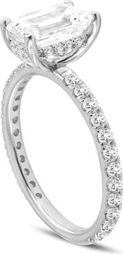 LuvMyJewelry Zina 14K Gold Emerald Cut Hidden Halo Lab Grown Diamond Engagement Ring - 2.5 Ct