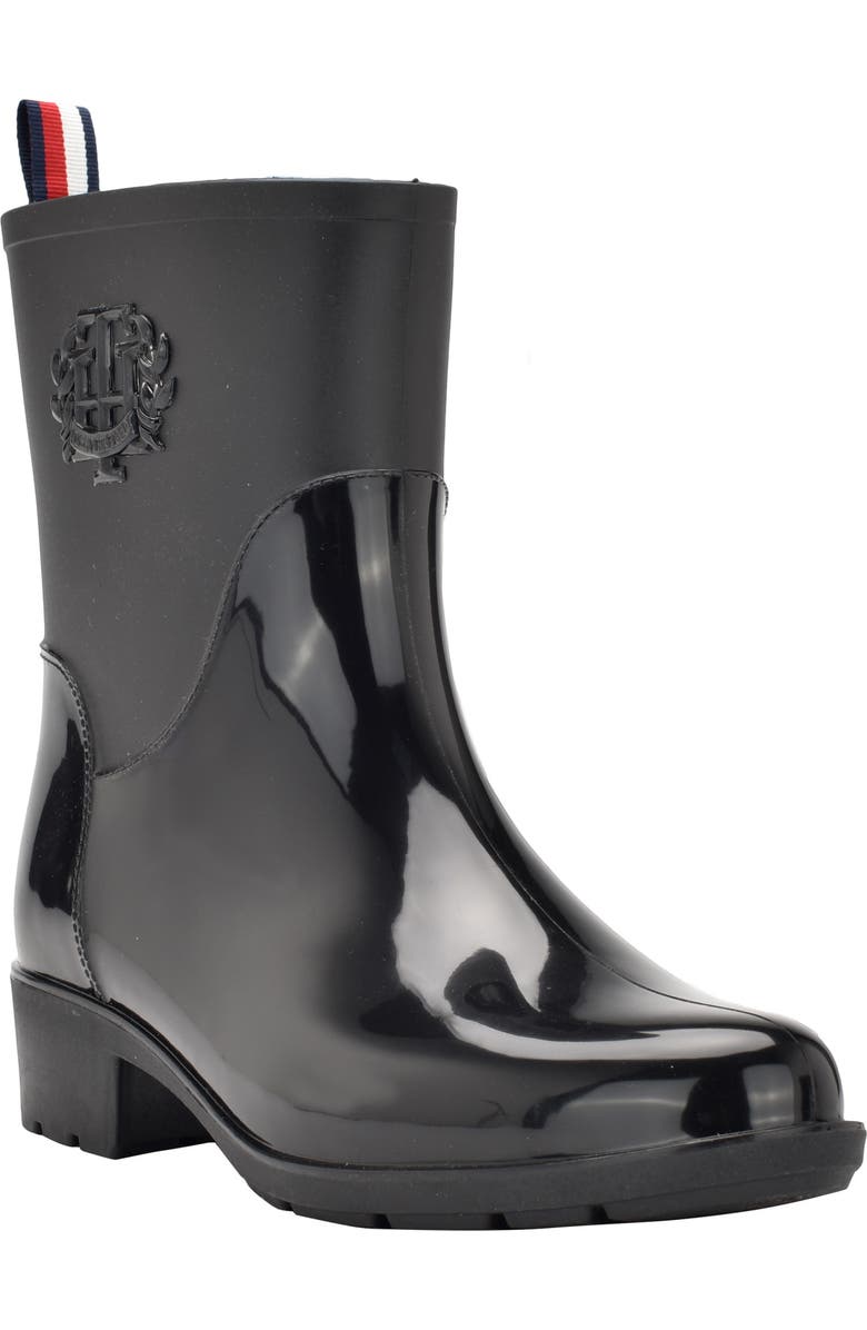 Tommy Hilfiger Crest Rain Boot, Main, color, Black