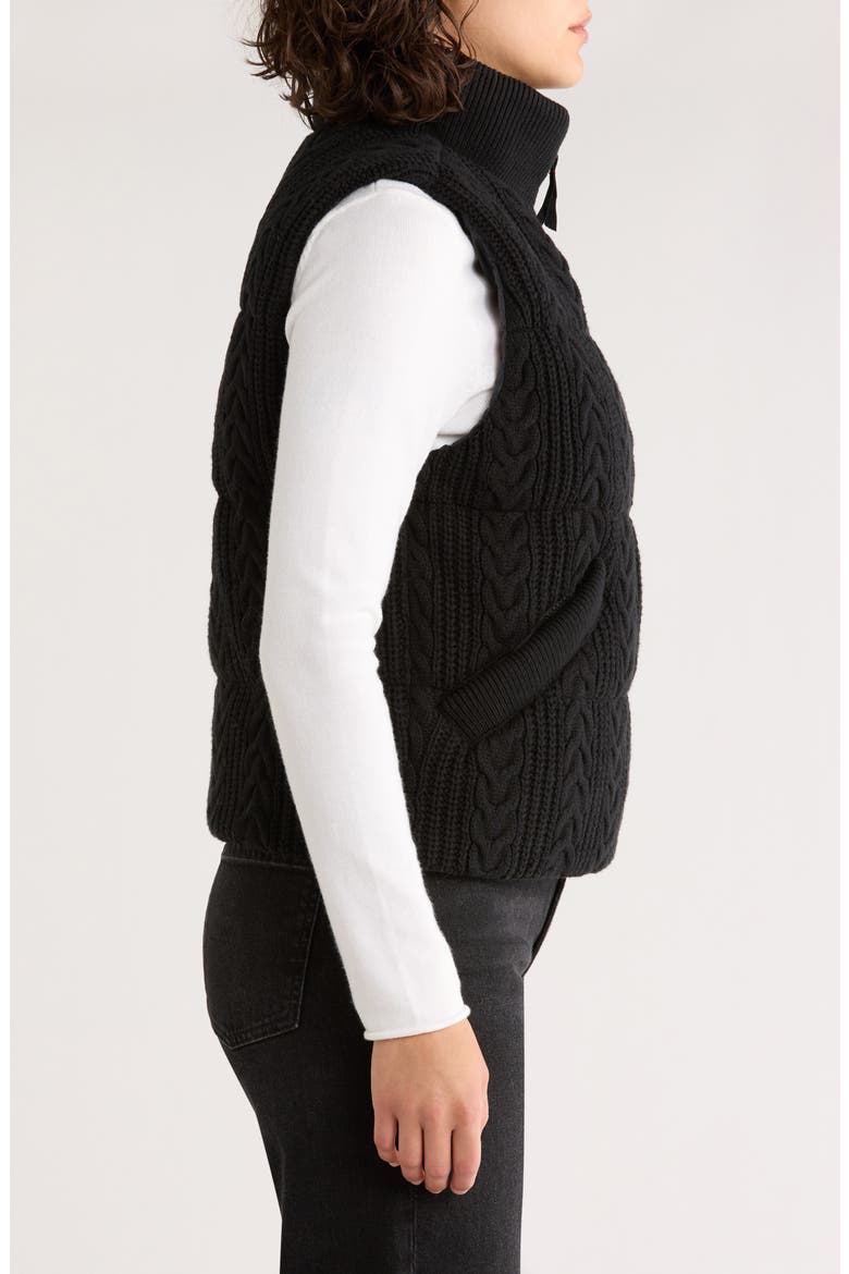 Alba Reversible Cable Knit Puffer Vest, Alternate, color, BLACK