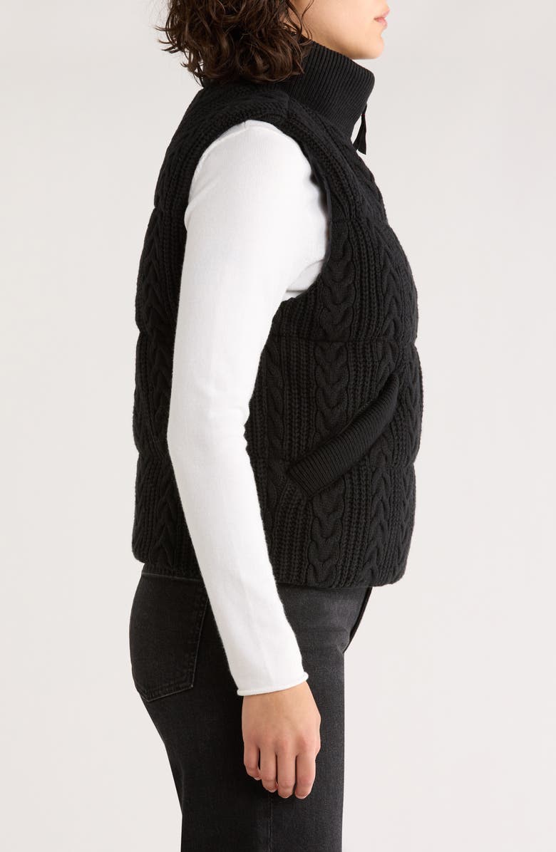 Marine Layer Alba Reversible Cable Knit Puffer Vest, Alternate, color, Black
