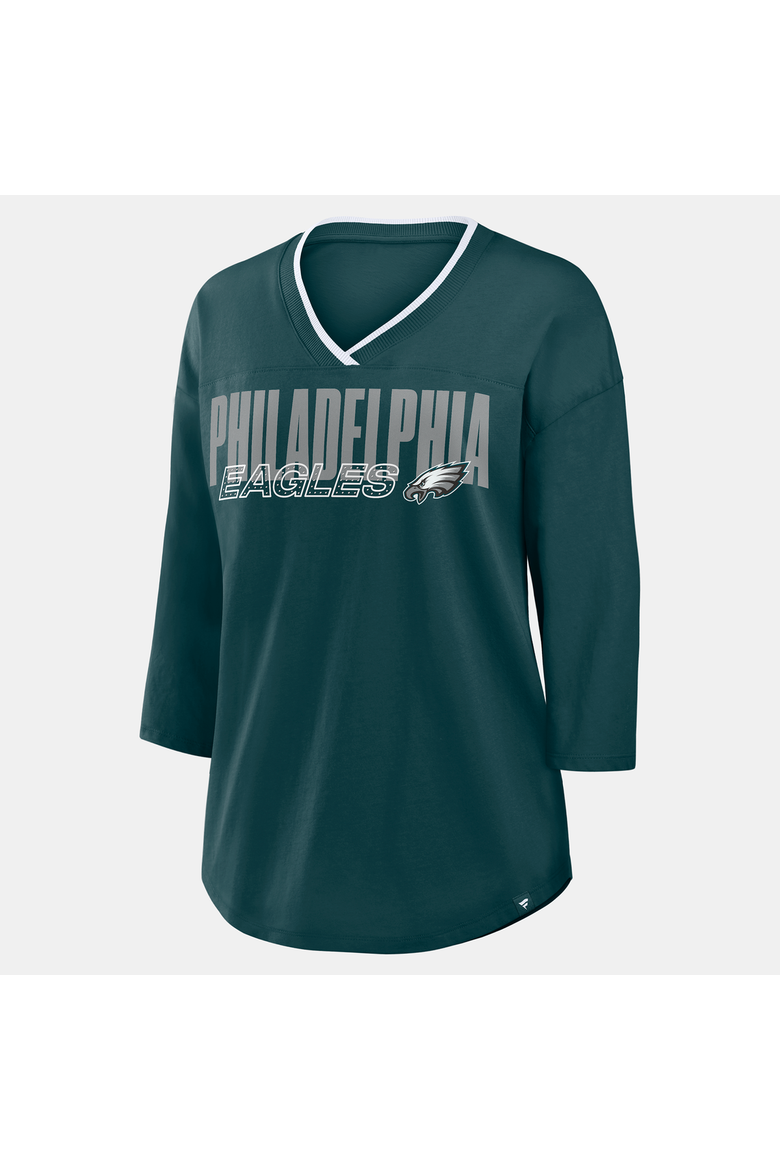 Women's Fanatics  Green Philadelphia Eagles Team First Deceptive Juke 3/4-Sleeve V-Neck T-Shirt, Alternate, color, Green