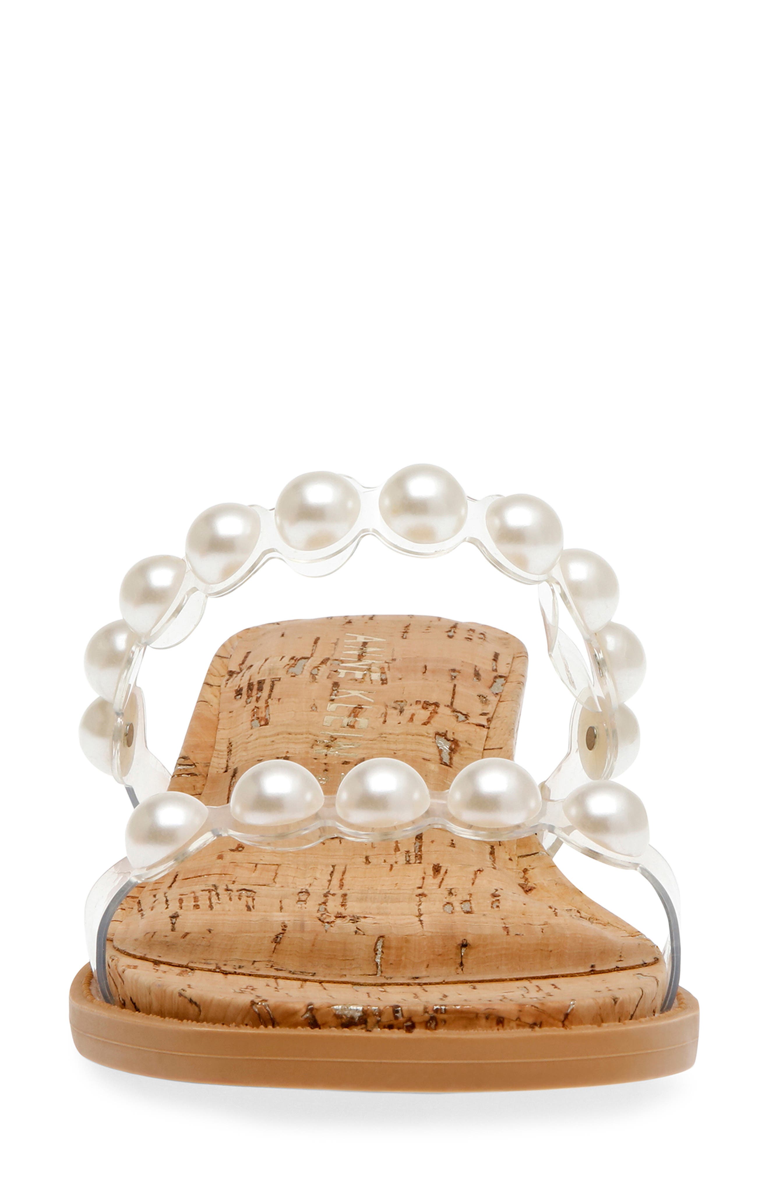Anne Klein Bee Imitation Pearl Slide Sandal, Alternate, color, 